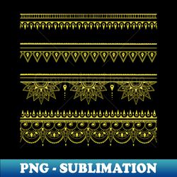south asian patterns yellow on black - high-quality png sublimation download - add a festive touch to every day