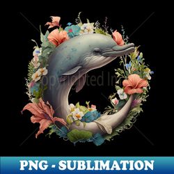 flower dolphin - png transparent digital download file for sublimation - defying the norms