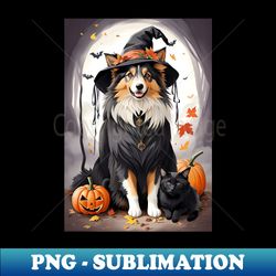 paws and whiskers unite collie-cat-o-lantern crew - premium sublimation digital download - perfect for creative projects