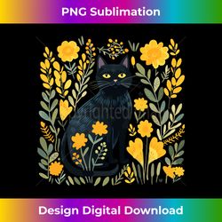 black cats flower garden, cute cat yellow flowers, cat lover long sleeve - sublimation-optimized png file - lively and captivating visuals