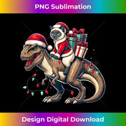 cute siamese cat rides santa t-rex christmas for siamese cat tank top - minimalist sublimation digital file - tailor-made for sublimation craftsmanship