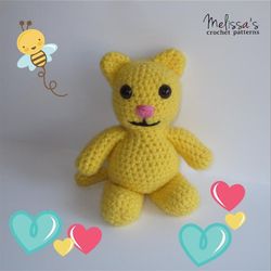 simple yellow kitty crochet pattern, digital file pdf, digital pattern pdf, crochet pattern