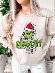 feeling extra grincy today png, grinc christmas png, retro christmas png, christmas png, retro christmas shirt png, subl