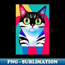 feline fusion an abstract painting of a cat with bold dynamic brushstrokes watercolor blue red - digital sublimation download file - stunning sublimation graphics