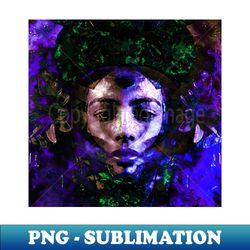 beautiful girl face near flowers green and violet fantasy sci-fi look like robot - instant sublimation digital download - stunning sublimation graphics