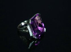 genuine amethyst ring, 14k yellow gold, elegant octagon cut beautiful amethyst, and diamonds ring, gift for her