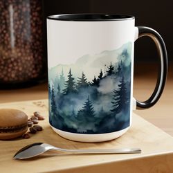 misty forest mug mountain landscape coffee mug winter mountain coffee cup water