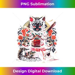 japanese samurai ninja cat kawaii tattoo graphic print tank top - bespoke sublimation digital file - enhance your art with a dash of spice