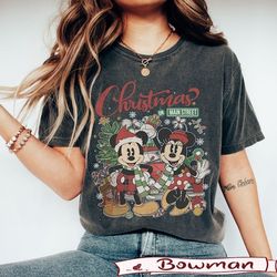 bm vintage disney christmas on main street sweatshirt, minnie mickey very merry christmas party 2023 comfort colors shir