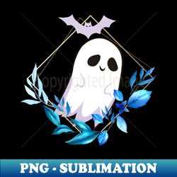 halloween time spooky ghost with bat - artistic sublimation digital file - vibrant and eye-catching typography