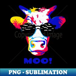 moo pop art cool cow wearing sunglasses - creative sublimation png download - perfect for creative projects