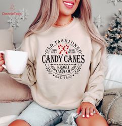 old fashioned candy canes merry christmas sweatshirt, kringle candy co est 1822 sweater, retro christmas sweatshirt, chr