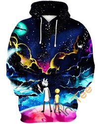 colorful galaxy rick and morty hoodie 3d