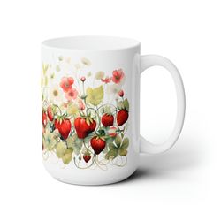 strawberry mug 15oz garden lover coffee mug gift ceramic strawberry tea cup bot