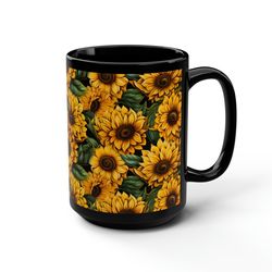 sunflower coffee mug botanical sunflower tea cup garden lover mug gift sunflowe