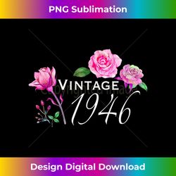 vintage 1946 pink rose 76th birthday mothers day - futuristic png sublimation file - animate your creative concepts
