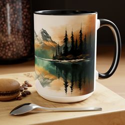 watercolor mountain nature mug nature inspired mountain cup landscape art drink