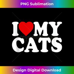 i love my cats tee with red heart cat paw i love my cats tank top - urban sublimation png design - customize with flair