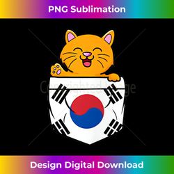 cat in pocket south korean flag south korea roots tank top - eco-friendly sublimation png download - customize with flair