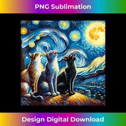 funny cat three cats moon howling cute kitten starry night tank top - luxe sublimation png download - rapidly innovate your artistic vision