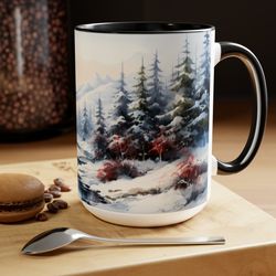 winter forest mug forest landscape cup snowy scene drinkware winter ceramic
