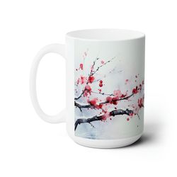 winter tree mug snowy winter coffee mug winter tree branch tea cup gift for her