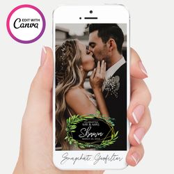 floral wedding snapchat geofilter, wedding snapchat geofilter, greenery wedding snapchat geofilter, wedding filter