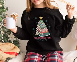 christmas book tree shirt, christmas gift for teacher,christmas sweatshirt,book lovers christmas gift, school christmas