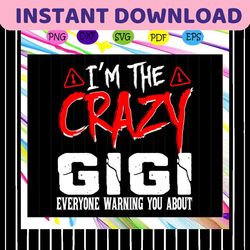 i'm the crazy gigi everyone warning you about, gigi gift, gigi shirt, happy mother's day, mother's day shirt, mother's d