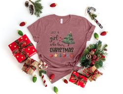 just a girl who loves christmas, womens christmas sweatshirt, hot chocolate, christmas gifts, christmas lover shirt, hol