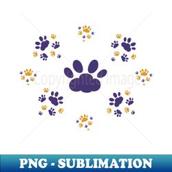 purple and yellow cat pawprints - instant sublimation digital download - create with confidence