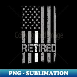 retired ems officer patriotic us flag thin line white - modern sublimation png file - boost your success with this inspirational png download