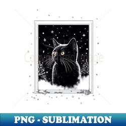 christmas black cat - png transparent sublimation design - add a festive touch to every day