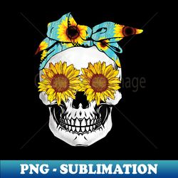 sunflower skull floral sugarskull bandana - decorative sublimation png file - unleash your inner rebellion