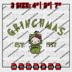 kitty grinchmas est embroidery files, merry christmas emb designs, grinch machine embroidery file, digital download