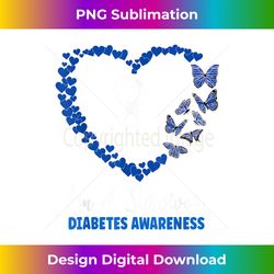 heart butterfly blue diabetes type 1 awareness warrior - deluxe png sublimation download - access the spectrum of sublimation artistry