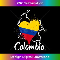 i love colombia national flag colors heart with map t- - sophisticated png sublimation file - reimagine your sublimation pieces