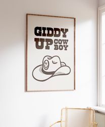 cowboy quote print, retro western wall art, cowboy hat poster, retro cowboy art, wild west home decor, instant download,