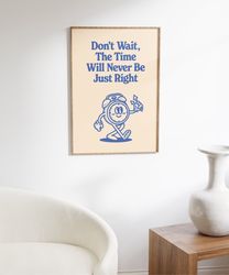 don't worry printable art, retro poster, digital download, retro character print, large printable art, printable art ret