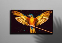 modern canvas, canvas art, yellow parrot wall art, parrot canvas, beautiful bird canvas, animal canvas, modern wall art,