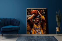 motivation poster, kobe bryant wall art, los angeles lakers poster, kobe canvas art, man cave printed, basketball wall a