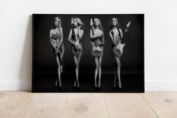 naked female guitarists, nude wall art, music room decor, erotic canvas, naked women art, sexy canvas, nude art