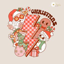 groovy lighting bolt christmas santa snowman png file