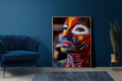 colorfull woman canvas, canvas wall art, home decor wall art, bedroom decor wall art, entryway wall art, modern decor wa