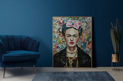 frida printed, famous poster, trendy canvas art, wholesale canvas, modern home decor canvas, woman poster, gift for her,