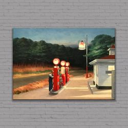 gas edward hopper canvas or poster, huge canvas, 3 or 5 panel options, ready to hang