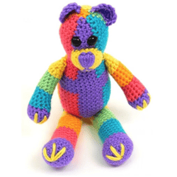 rainbow bear toy in caron simply soft and simply soft brites crochet pattern, digital file pdf, digital pattern pdf,