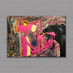 Pink Panther Canvas, Abstract Street Graffiti Wall Art, Nursery Gift, Pink Panther Canvas or Poster, Graffiti Wall Decor