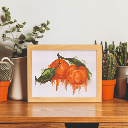 christmas cross stitch pattern  simple cross stitch tangerine cross stitch