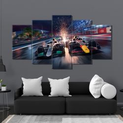 Redbull F1 Team vs Mercedes F1 Team Canvas, Hamilton, Verstappen,  High Quality Canvas Print, Legend Car Poster Gift, Re